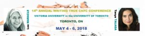 Banner for the CNFC Conference 2018 featuring photos of Lee Maracle and Tanya Talaga